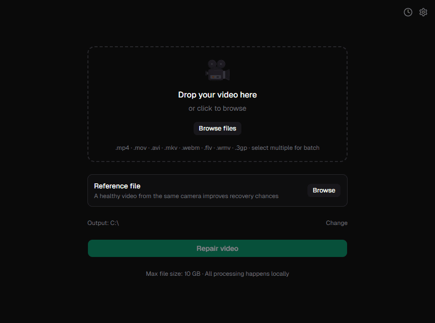 VidRepair application screenshot